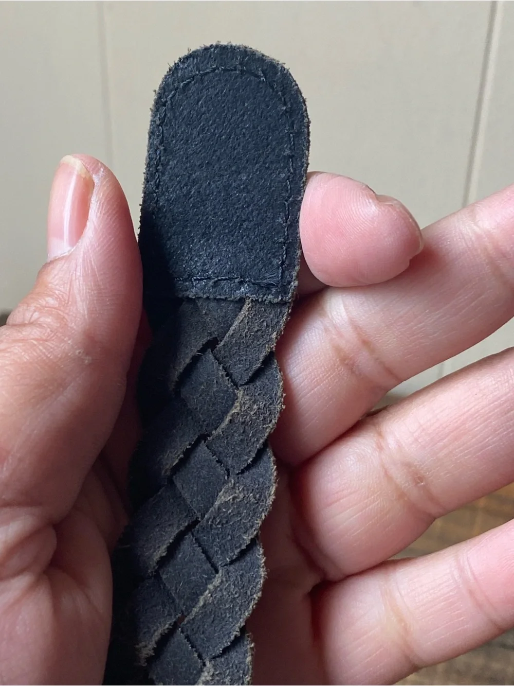 Vintage Woven Leather Belt, 28”